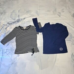 Michael Kors Large Top Bundle Navy/White Stripes and Royal Blue Scoop Neck